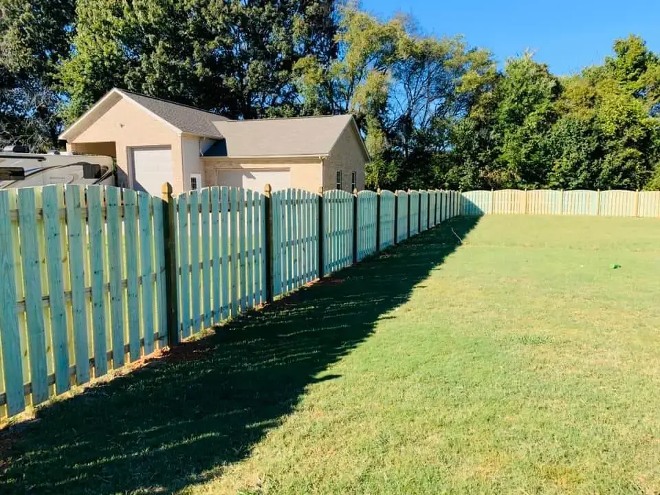 wood shadow box arched fence